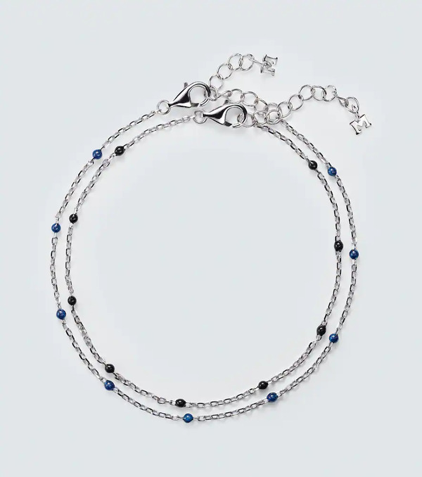  Mateo Mateo Set Of 2 Sterling Silver And Enamel Chain Bracelets 