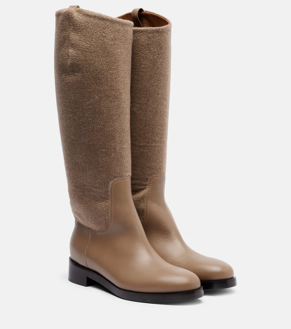  Max Mara Max Mara Cashmere And Leather Knee-high Boots 