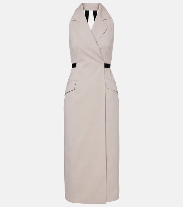  Max Mara Max Mara Cime Cotton And Wool Canvas Midi Dress 