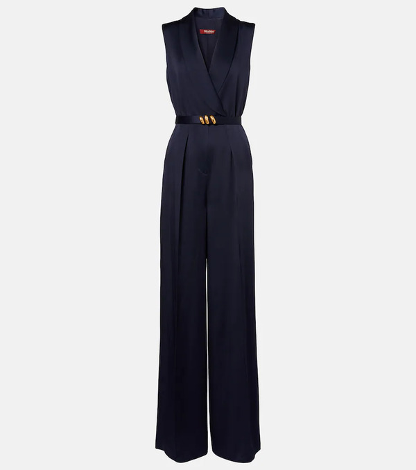  Max Mara Max Mara Elegante Belted Satin Jumpsuit 