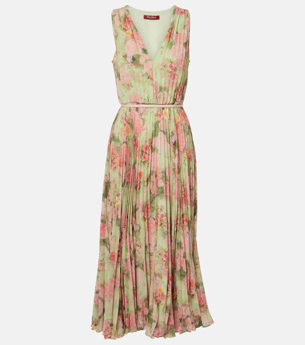  Max Mara Max Mara Floral Plissã© Georgette Midi Dress 