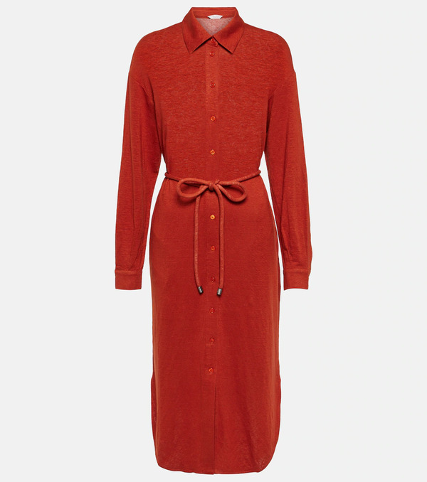  Max Mara Max Mara Leisure Bormida Linen-blend Midi Dress 