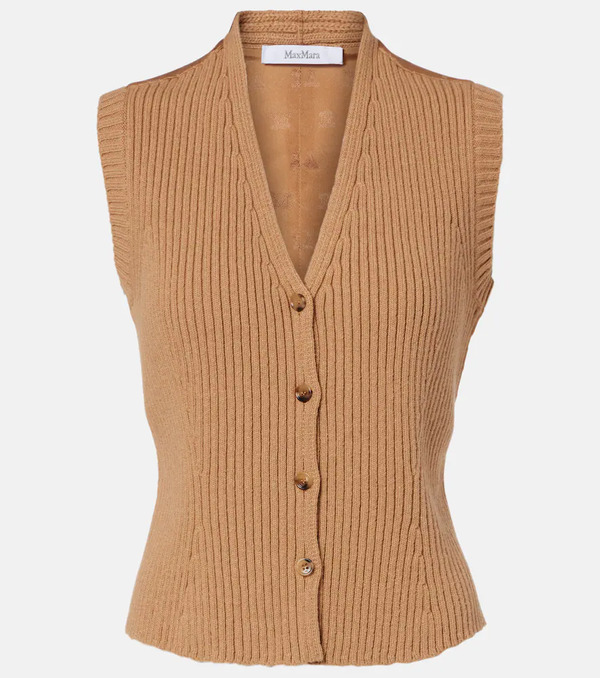  Max Mara Max Mara Madre Paneled Wool-blend And Satin Vest 