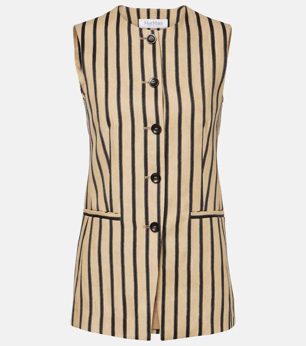  Max Mara Max Mara Rodeo Striped Linen And Cotton-blend Top 