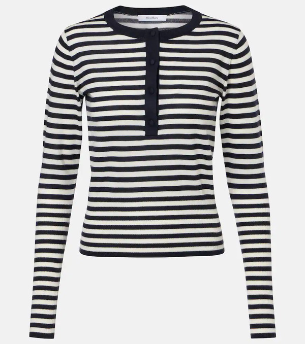  Max Mara Max Mara Striped Cashmere Henley Sweater 