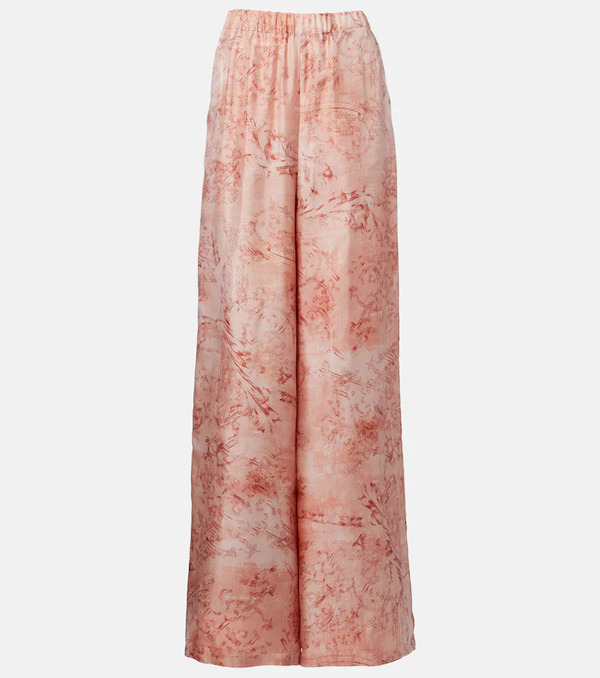  Max Mara Max Mara Zirlo Printed Silk Twill Wide-leg Pants 