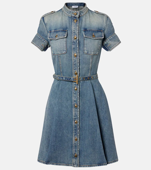  Mcqueen Mcqueen Belted Denim Shirt Dress 