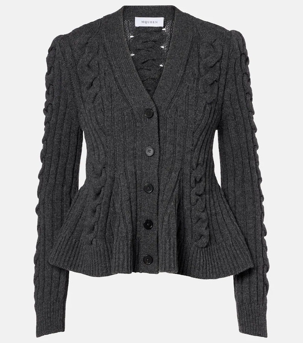  Mcqueen Mcqueen Cable-knit Wool And Cashmere Cardigan 