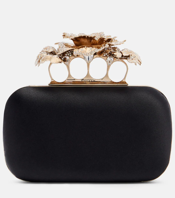  Mcqueen Mcqueen Carnation Knuckle Satin Clutch 