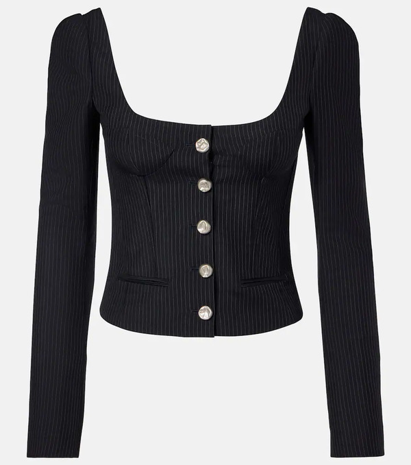  Mcqueen Mcqueen Chalk Stripe Wool And Mohair Bustier Top 