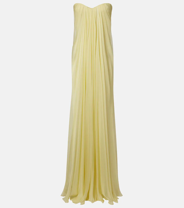 Mcqueen Mcqueen Draped Chiffon Bustier Gown 