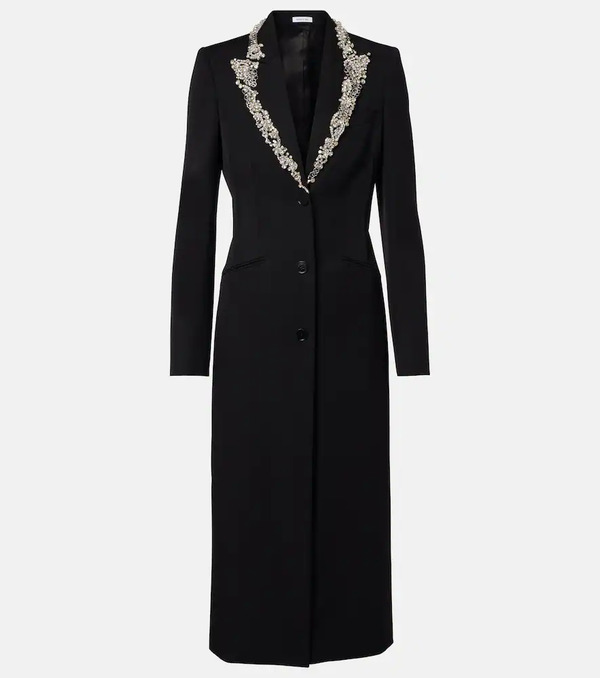  Mcqueen Mcqueen Embellished Wool Grain De Poudre Coat 