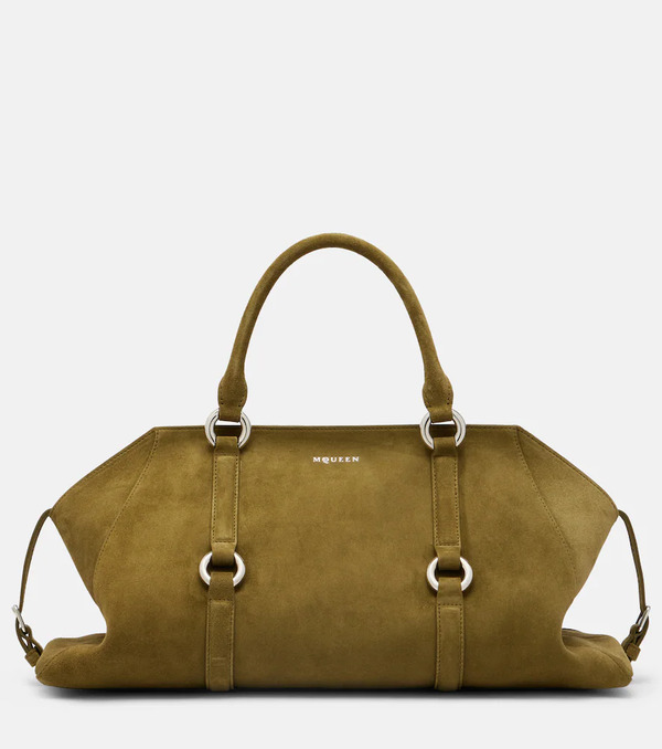  Mcqueen Mcqueen Farringdon Medium Suede Tote Bag 