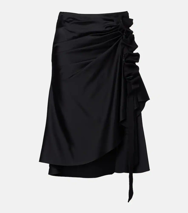  Mcqueen Mcqueen Gathered Asymmetric Midi Skirt 
