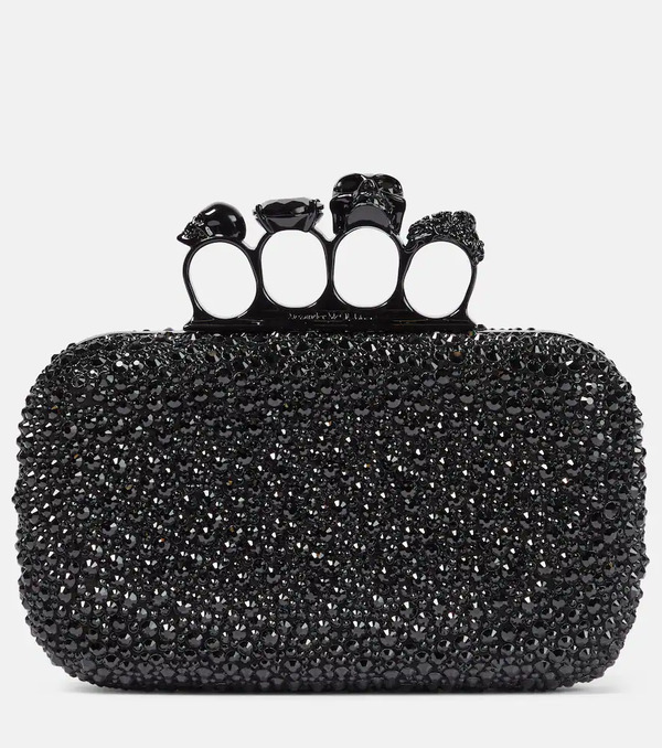  Mcqueen Mcqueen Knuckle Embellished Leather Clutch 