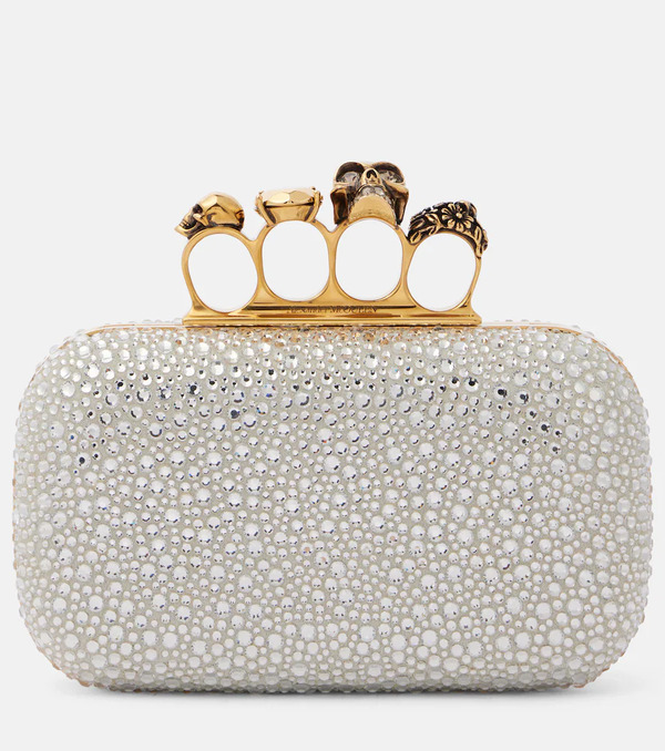  Mcqueen Mcqueen Knuckle Embellished Leather Clutch 