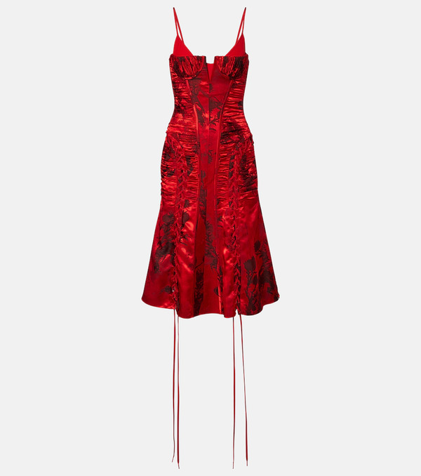  Mcqueen Mcqueen Lace-up Ruched Midi Dress 