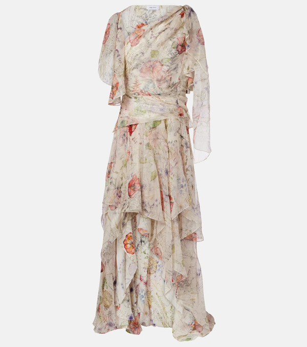  Mcqueen Mcqueen Meadow Floral Silk Chiffon Gown 