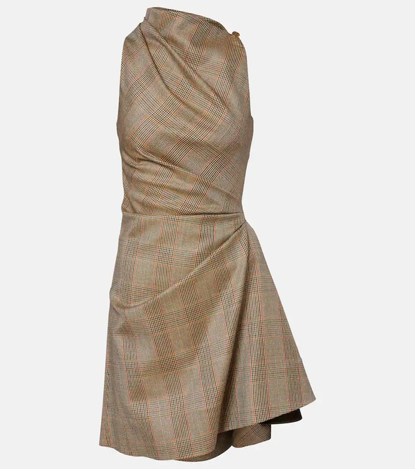  Mcqueen Mcqueen Prince Of Wales Check Wool Minidress 