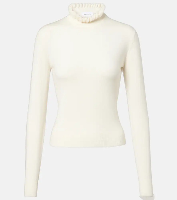  Mcqueen Mcqueen Scalloped Wool-blend Sweater 
