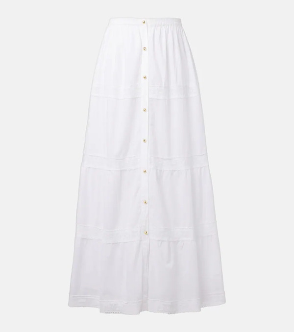  Melissa Odabash Melissa Odabash Cate Lace-trimmed Cotton Maxi Skirt 