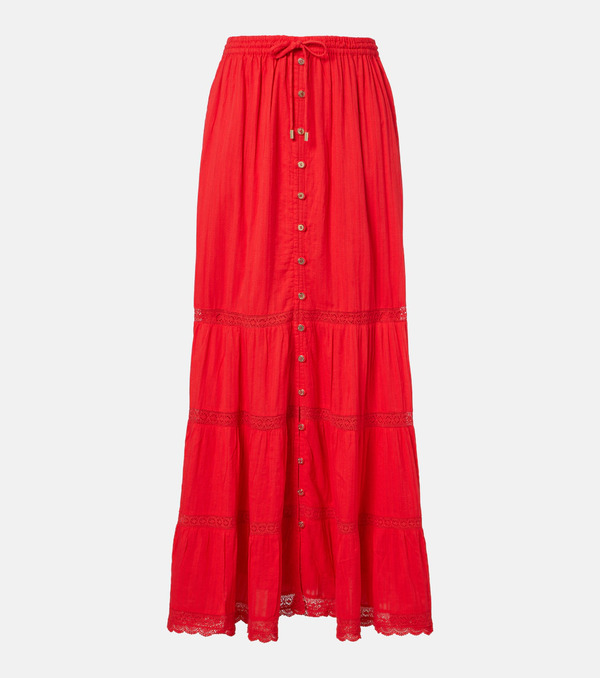  Melissa Odabash Melissa Odabash Marley Crochet-trimmed Cotton Maxi Skirt 