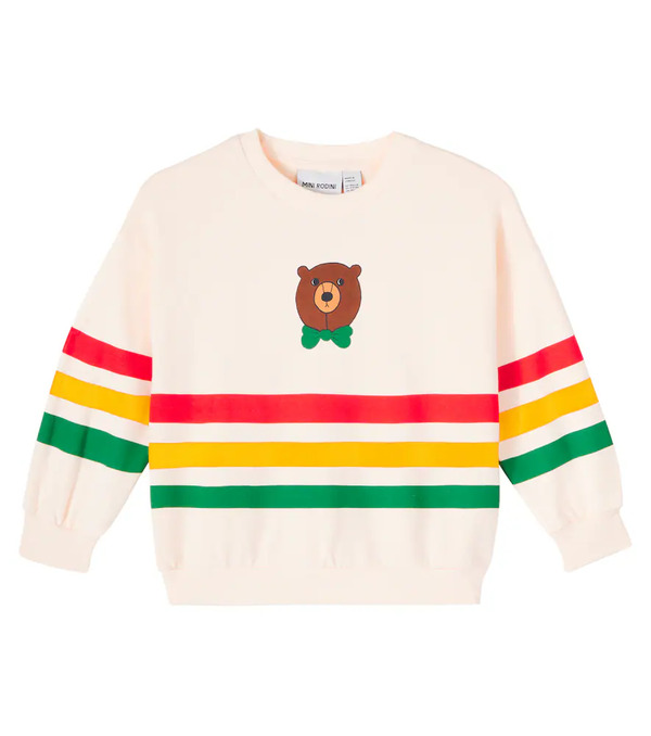  Mini Rodini Mini Rodini Bear Striped Cotton Jersey Sweatshirt 