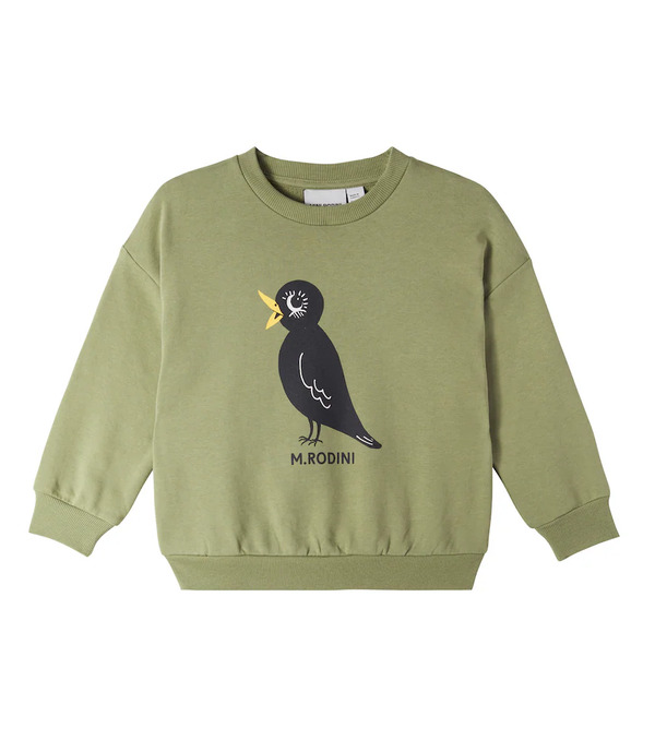  Mini Rodini Mini Rodini Blackbird Cotton Jersey Sweatshirt 