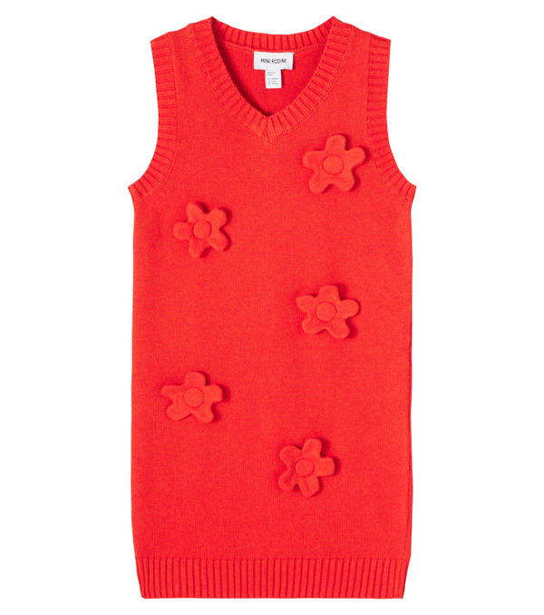  Mini Rodini Mini Rodini Floral-appliquã© Cotton And Wool Dress 