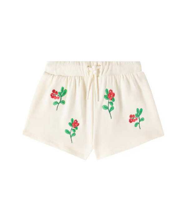  Mini Rodini Mini Rodini Lingoberries Embroidered Cotton Shorts 