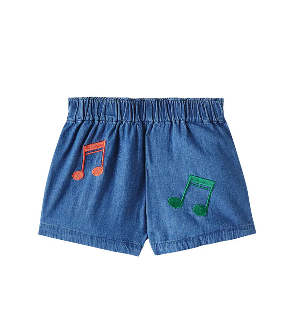  Mini Rodini Mini Rodini Note Embroidered Denim Shorts 