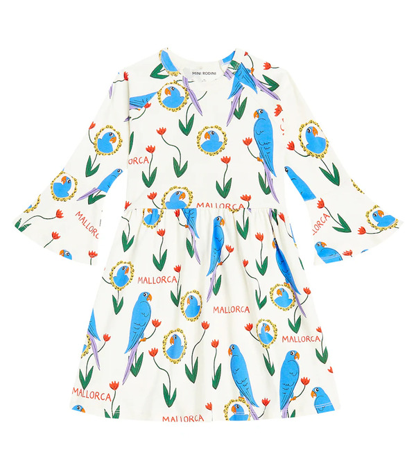  Mini Rodini Mini Rodini Parrots Cotton Dress 