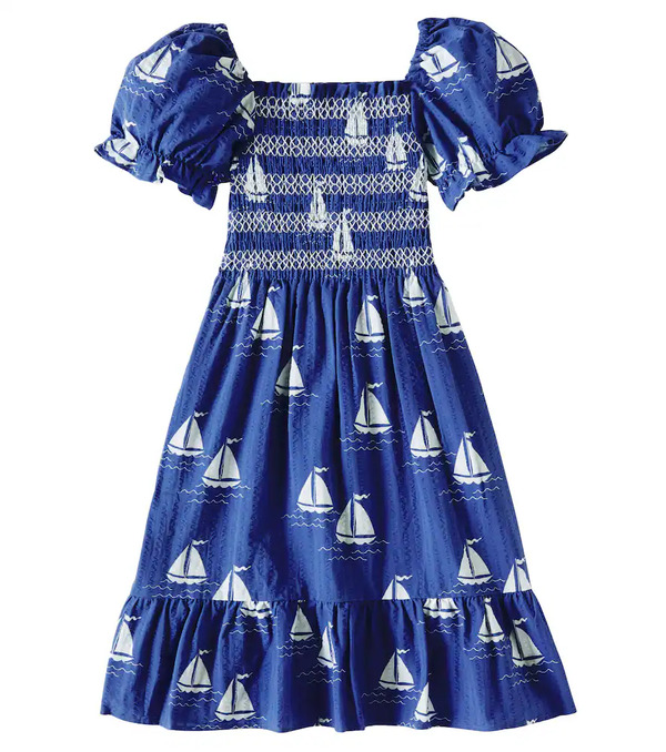  Mini Rodini Mini Rodini Sailing Boats Smocked Cotton Dress 