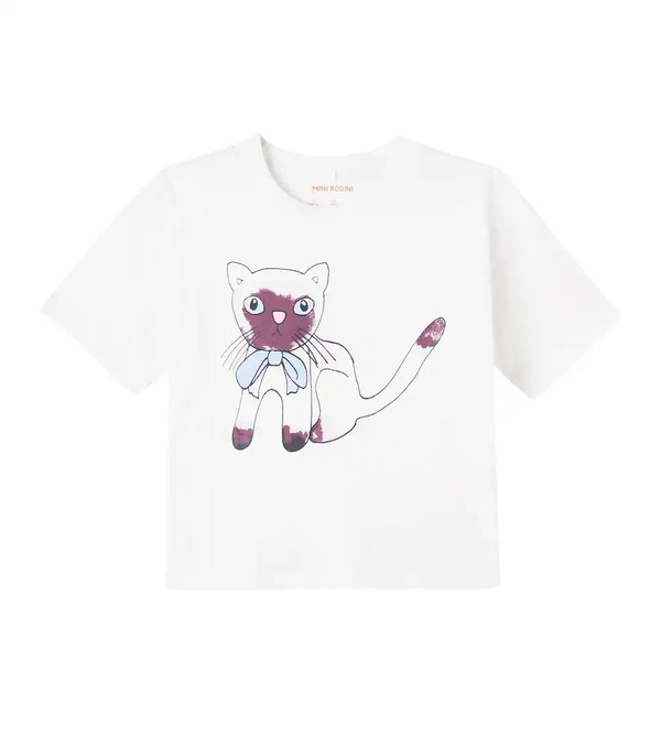  Mini Rodini Mini Rodini Siamese Printed Cotton Jersey T-shirt 