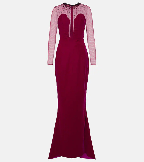  Miss Sohee Miss Sohee Embellished Cotton-blend Velvet Gown 