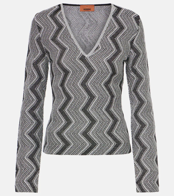  Missoni Missoni Zig Zag Metallic Knit Sweater 
