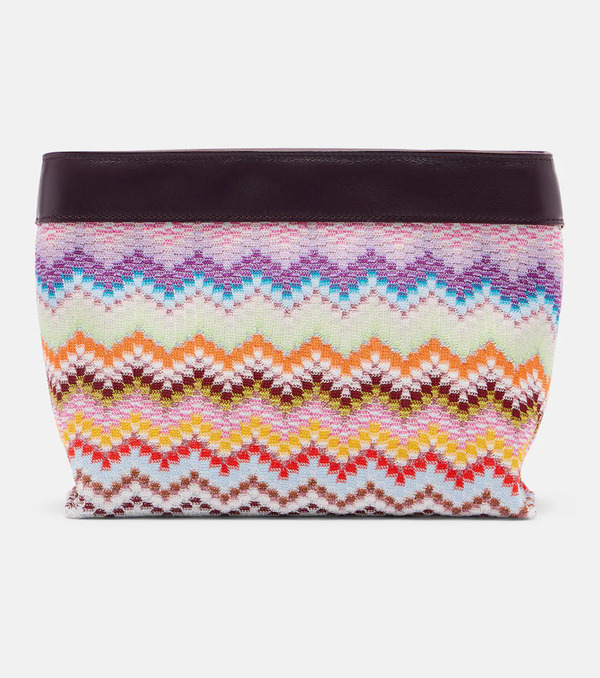 Missoni Missoni Zigzag Large Leather-trimmed Lamã© Clutch 