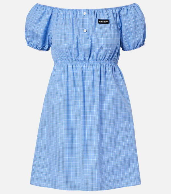  Miu Miu Miu Miu Checked Cotton Poplin Minidress 