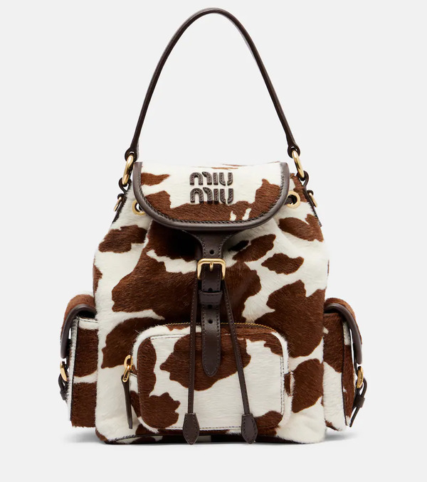  Miu Miu Miu Miu Cow-print Calf Hair Backpack 