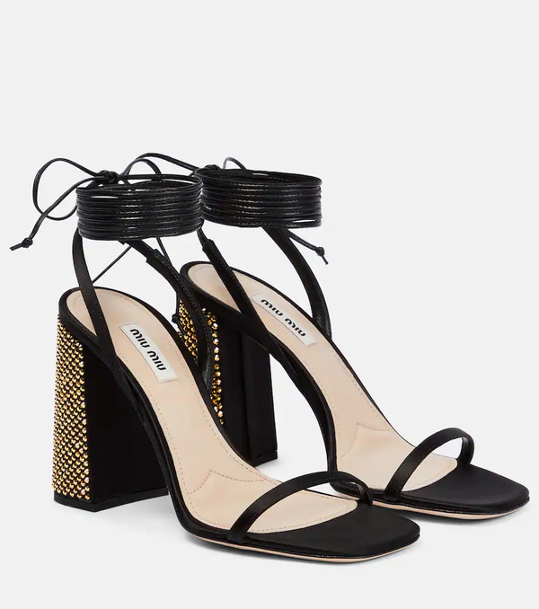  Miu Miu Miu Miu Embellished Satin Sandals 