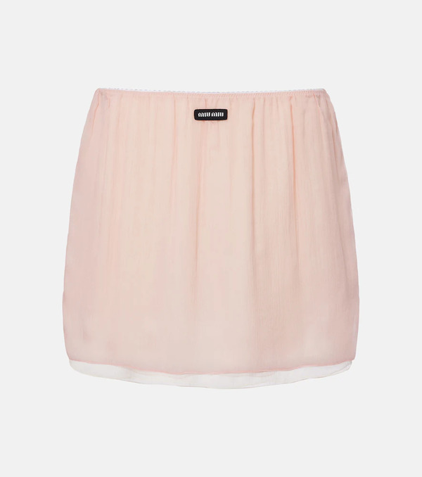  Miu Miu Miu Miu Layered Silk Chiffon Miniskirt 