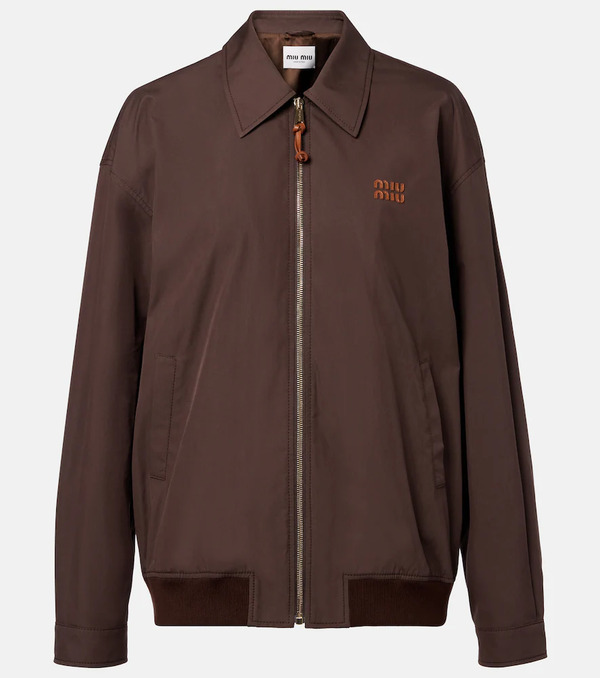  Miu Miu Miu Miu Logo Cotton-blend Blouson 