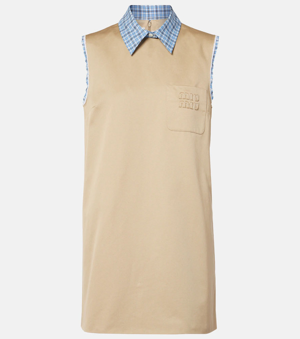  Miu Miu Miu Miu Logo Cotton Minidress 