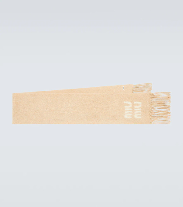  Miu Miu Miu Miu Logo Mohair And Wool-blend Scarf 