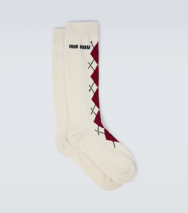  Miu Miu Miu Miu Wool And Cashmere-blend Socks 