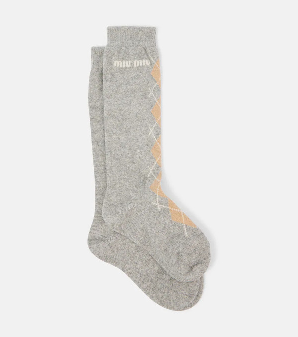  Miu Miu Miu Miu Wool And Cashmere-blend Socks 