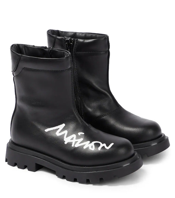  Mm6 Maison Margiela Kids Mm6 Maison Margiela Kids Logo Leather Boots 