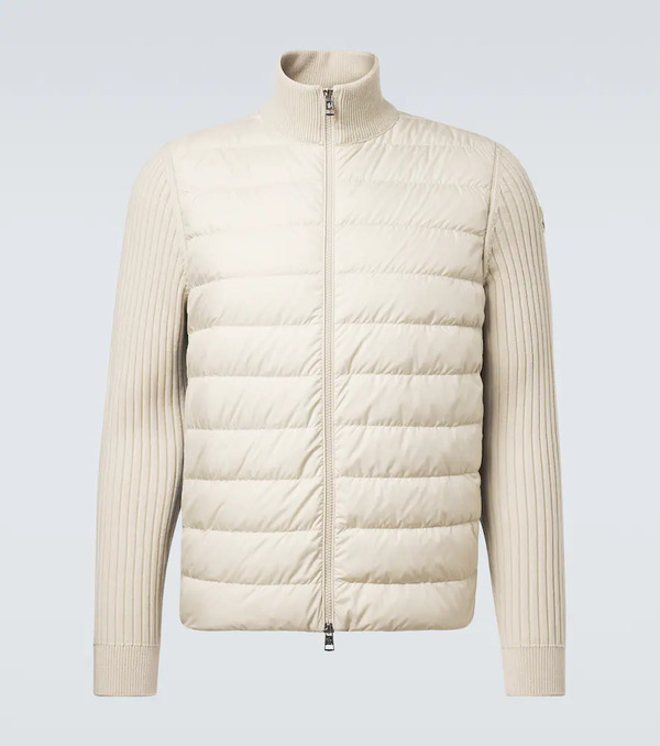  Moncler Moncler Down-paneled Wool-trimmed Zip-up Cardigan 