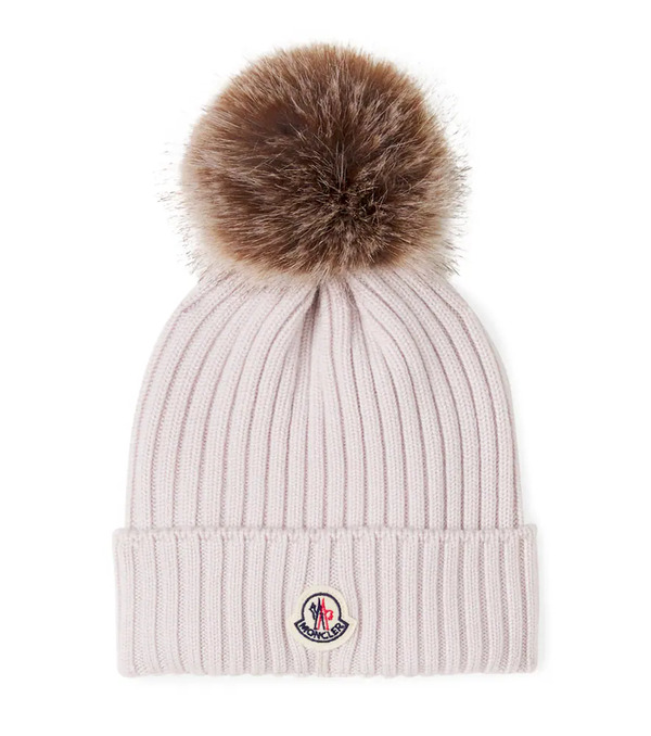  Moncler Enfant Moncler Enfant Logo Ribbed-knit Wool Beanie 
