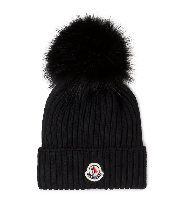  Moncler Enfant Moncler Enfant Logo Ribbed-knit Wool Beanie 